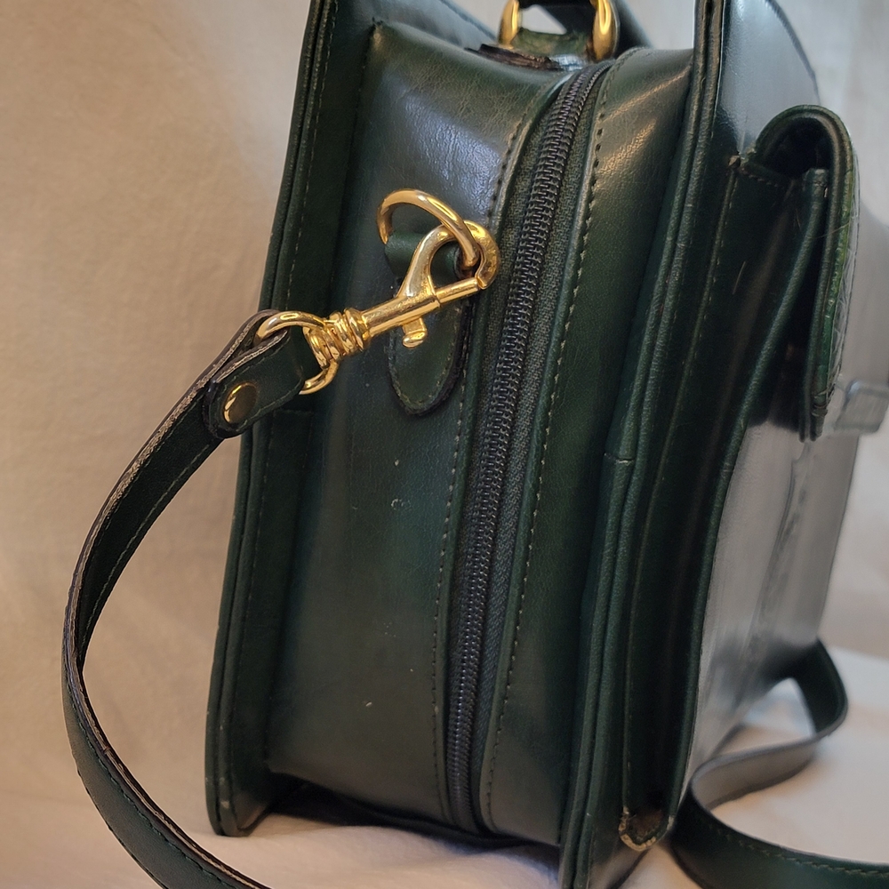 Vintage Belle Rose Elegant Green Leather Women's Bag - Picture 4 of 13